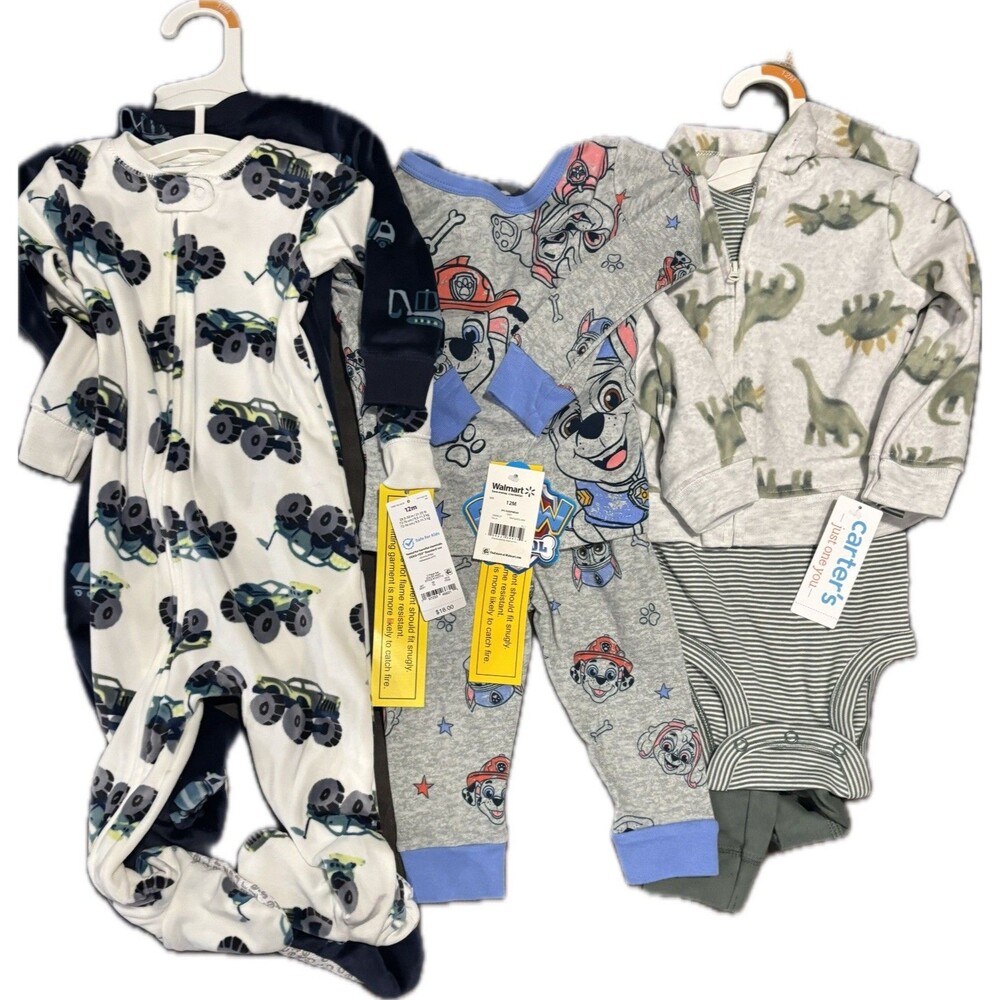 NWT Carter's Paw Patrol Baby Boy Clothes Bundle Lot 12 Months Pajamas Outfits